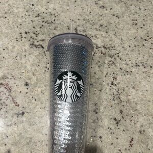 Starbucks Silver Tumbler with Textured Design